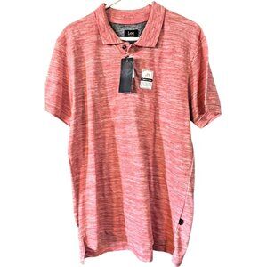 NEW! LEE Red Lava Mens LARGE Polo Shirt Short Sleeve
